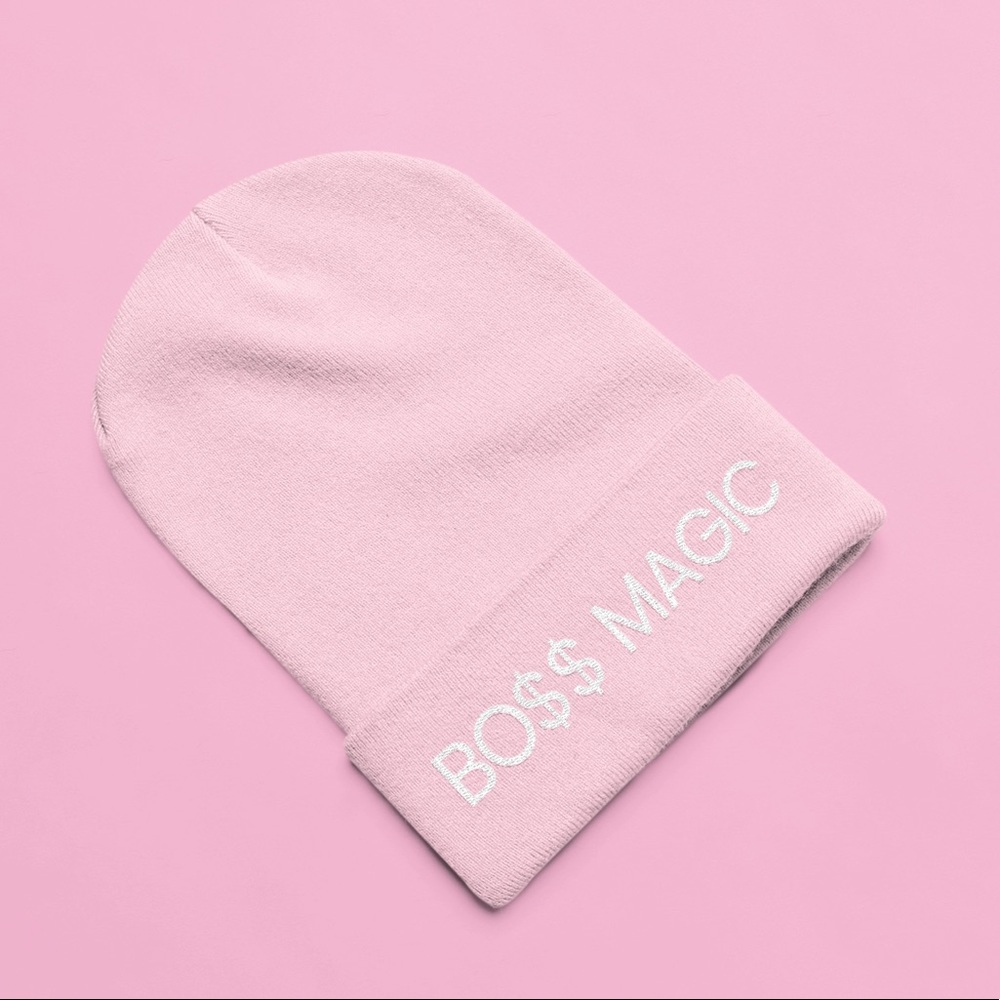 “BO$$ Magic” Pink Knit Beanie
